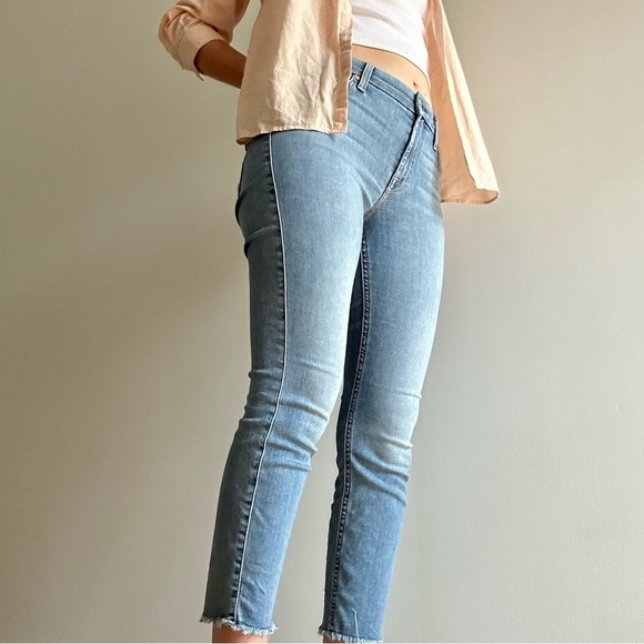 FOR ALL 7 MANKIND KIMMIE CROP SKINNY BLUE  JEANS - 27 - Picture 1 of 16